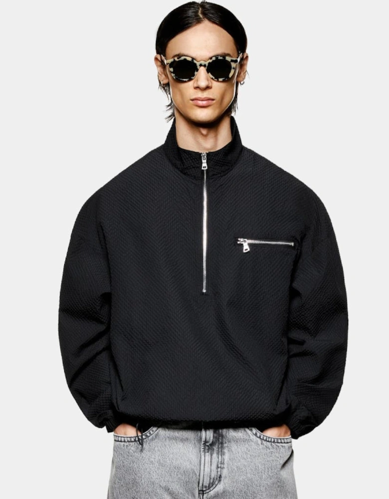 Seersucker Quarter Zip Sweatshirt