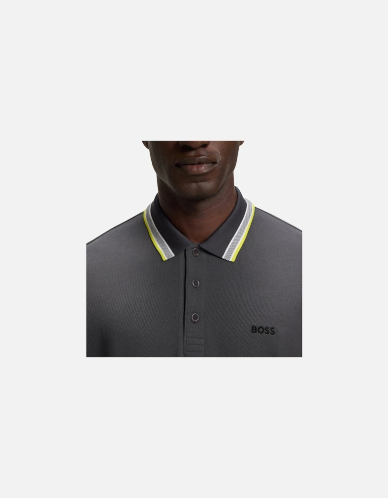 BOSS Paddy Piqué Polo Shirt Dark Grey/Yellow