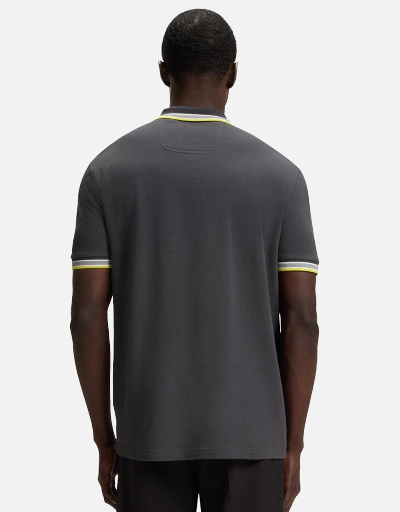 BOSS Paddy Piqué Polo Shirt Dark Grey/Yellow