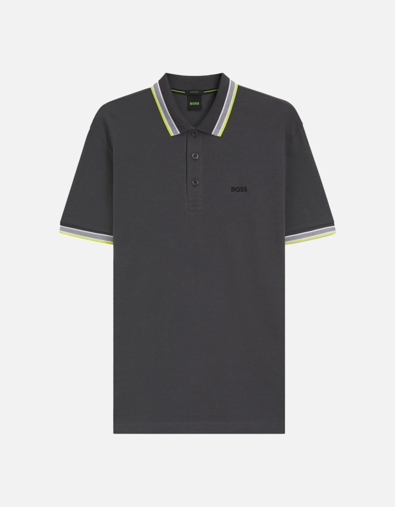 BOSS Paddy Piqué Polo Shirt Dark Grey/Yellow