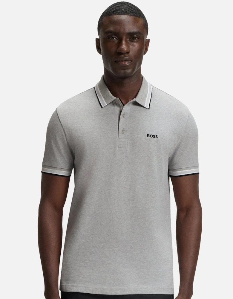 BOSS Paddy Piqué Polo Shirt Silver Grey