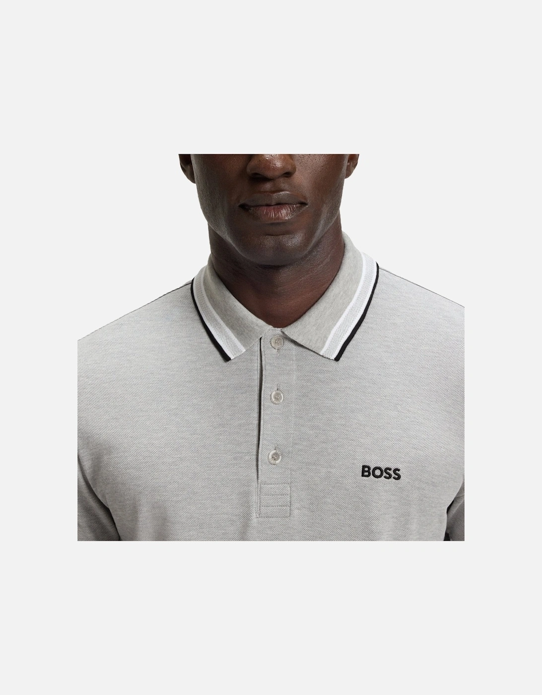 BOSS Paddy Piqué Polo Shirt Silver Grey