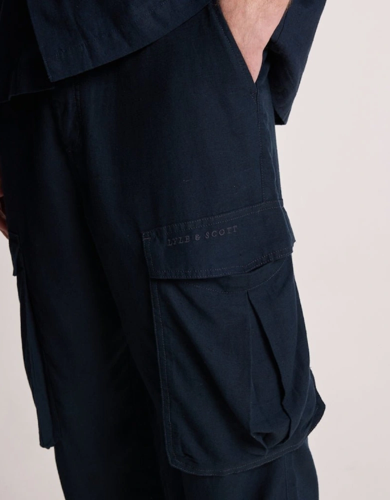 Cotton Linen Cargo Trousers