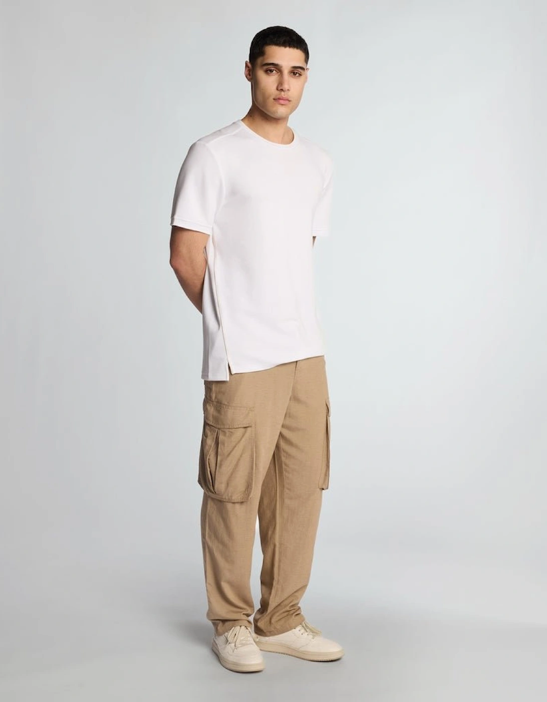 Lyle And Scott Men's Cotton Linen Cargo Trousers - Cream