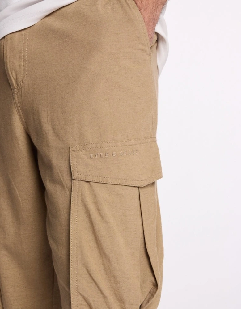 Cotton Linen Cargo Trousers