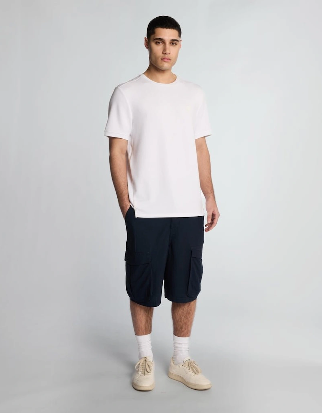 Lyle And Scott Men's Navy Cotton Linen Cargo Shorts - : 32/34 Size 34