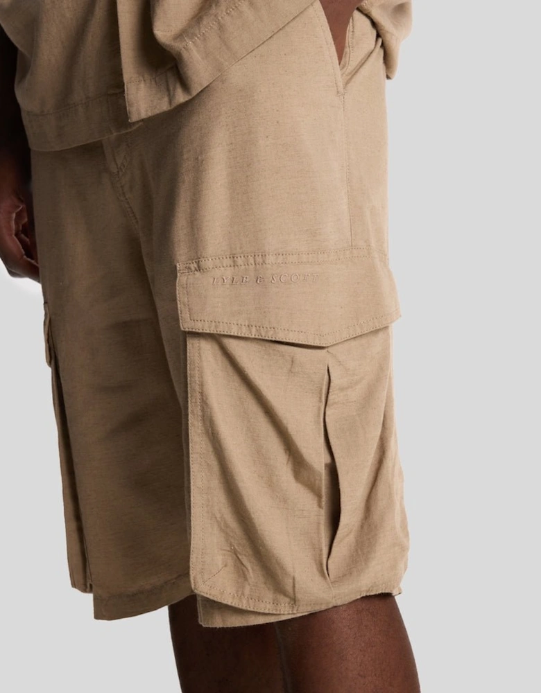 Cotton Linen Cargo Shorts