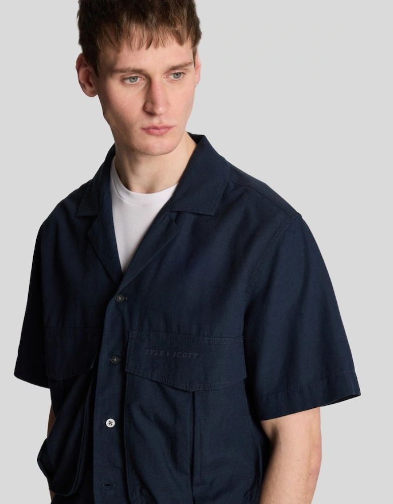 Cotton Linen Revere Collar Shirt