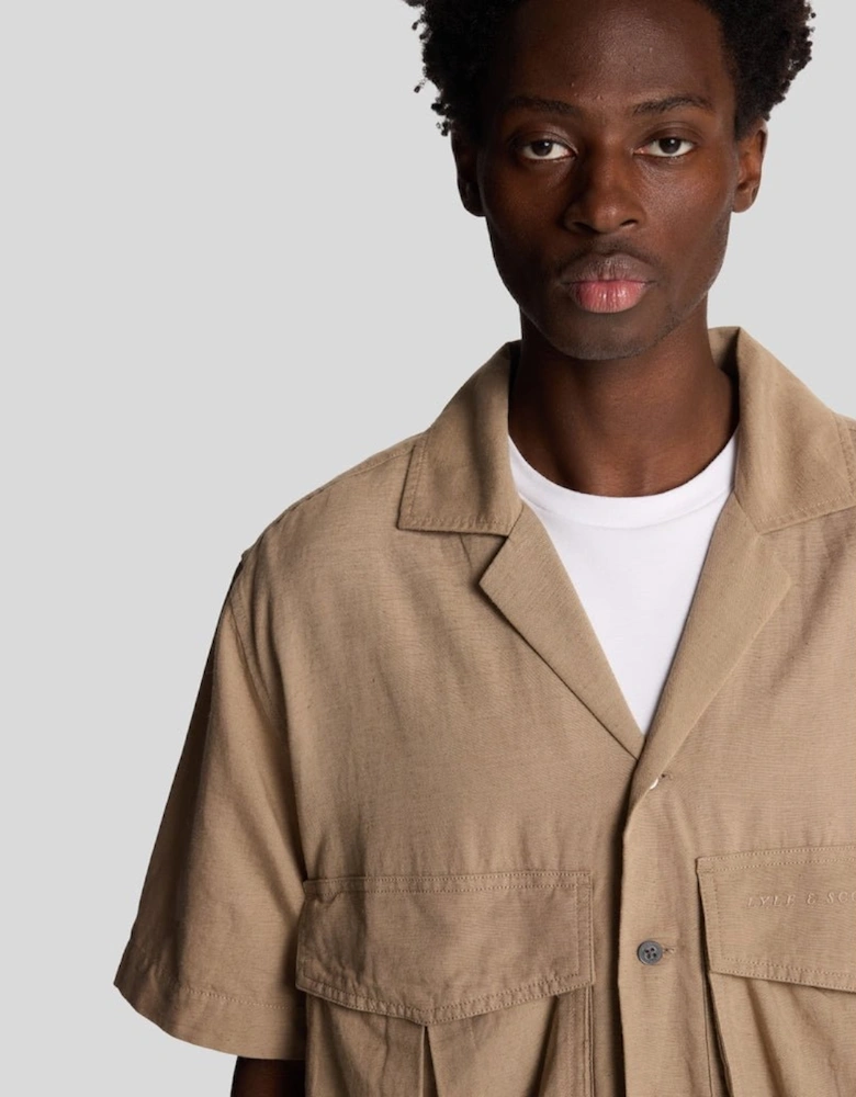 Cotton Linen Revere Collar Shirt