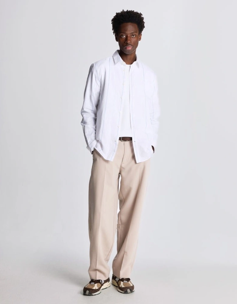 Linen Stripe Long Sleeve Shirt