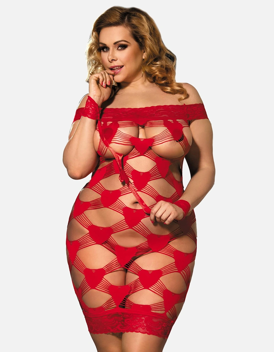 Alluring Bodysuit by Women - Red Bodystockings