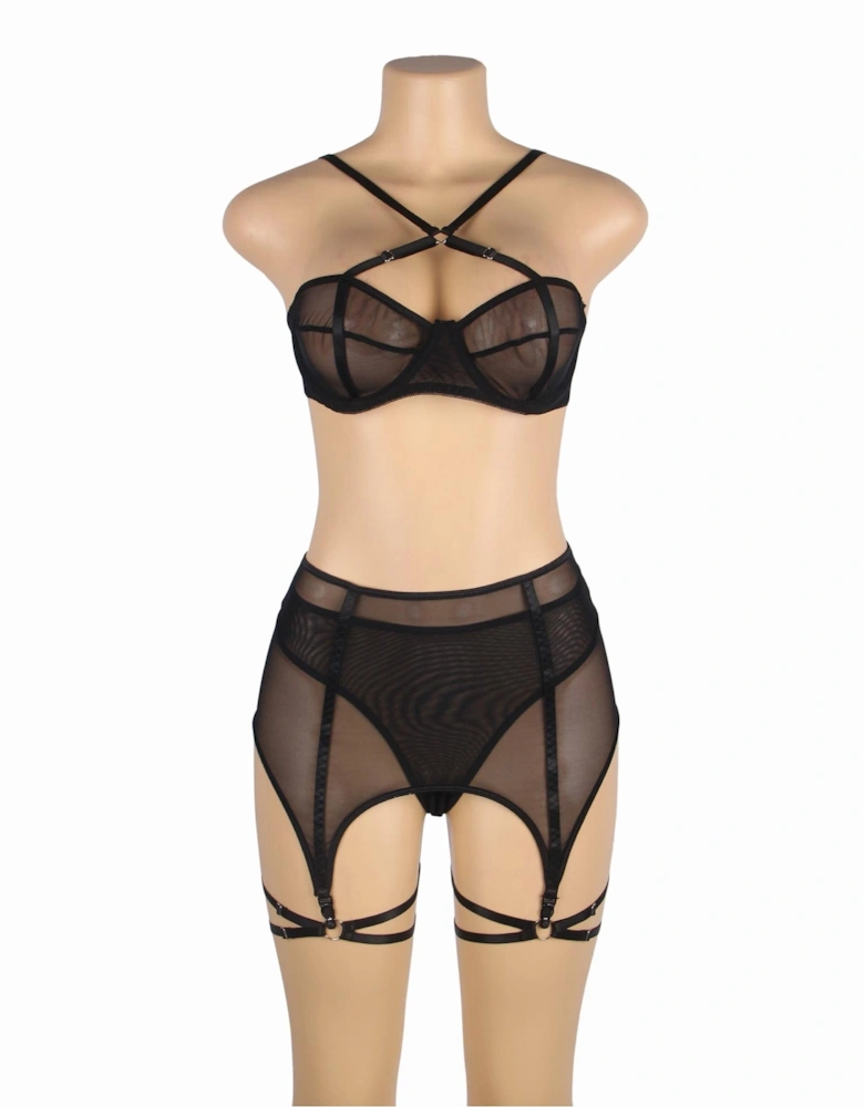 YX868 Three Piece Bra Set Women - Black