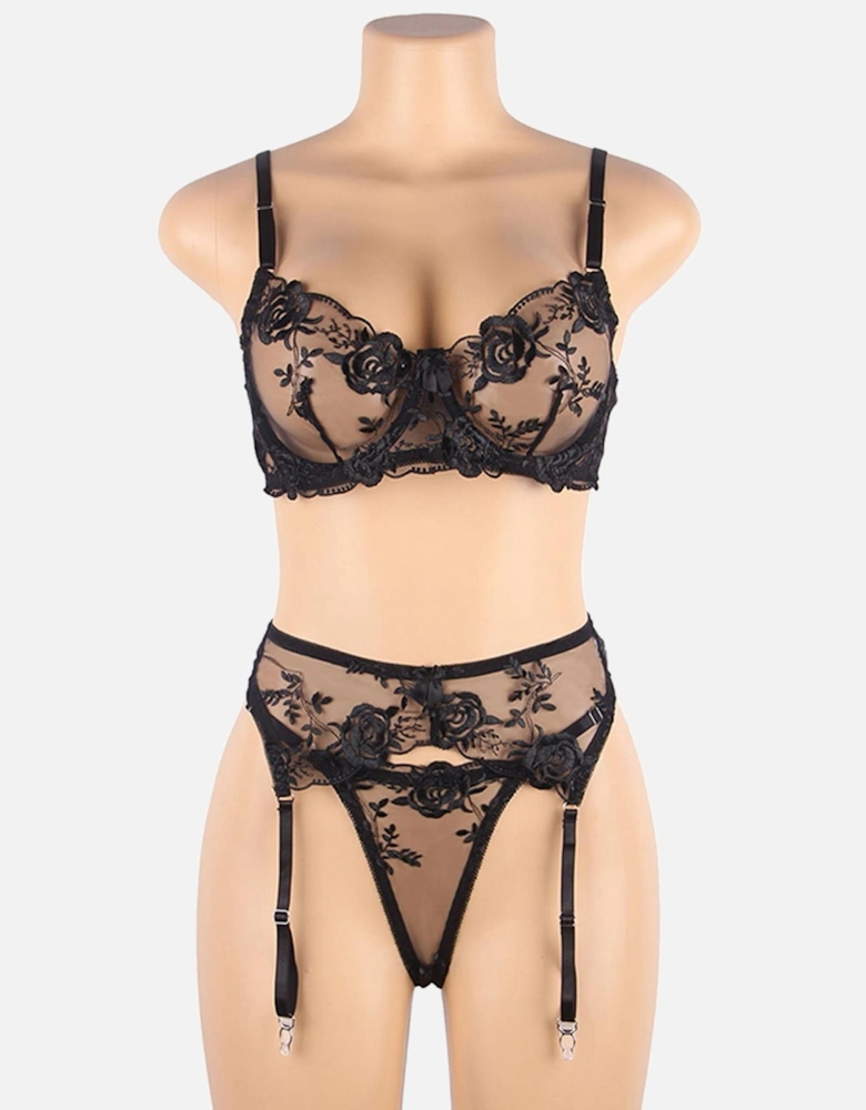 Lingerie Set Lace Satin by Women - Black Lingerie Sets