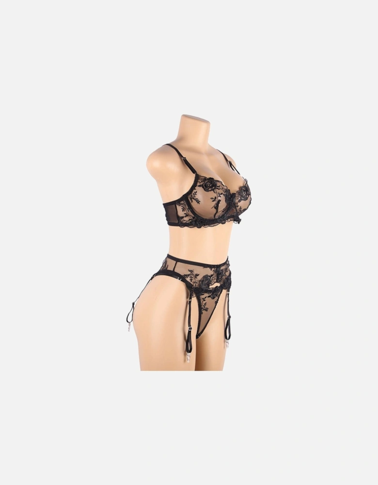 Lingerie Set Lace Satin by Women - Black Lingerie Sets