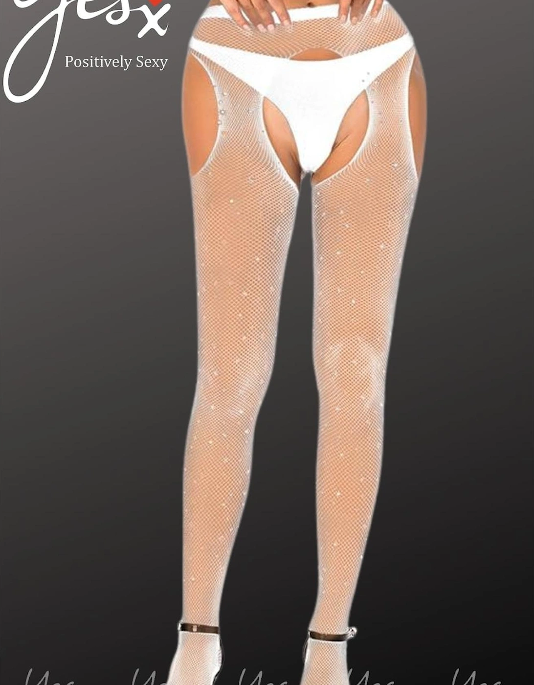 Fishnet hosiery crotchless Crotchless by Women - White Tights, 10 of 9