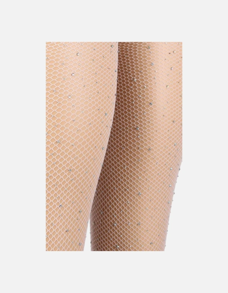 Fishnet hosiery crotchless Crotchless by Women - White Tights