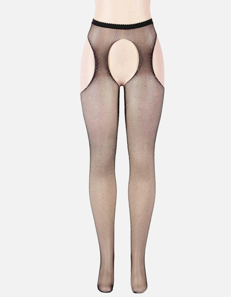 Fishnet hosiery crotchless Crotchless by Women - Black Tights