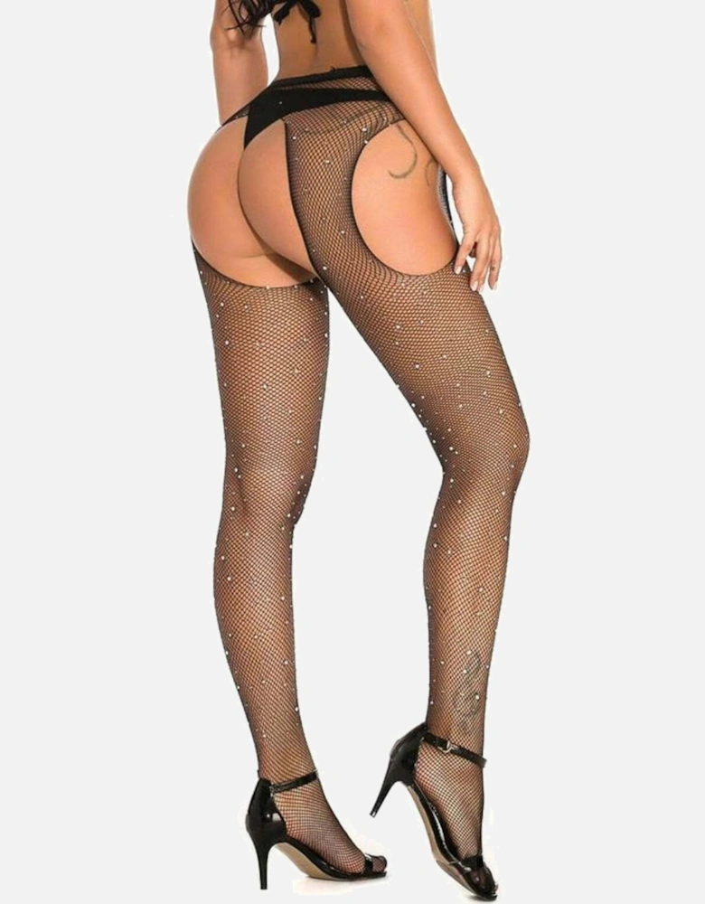 Fishnet hosiery crotchless Crotchless by Women - Black Tights