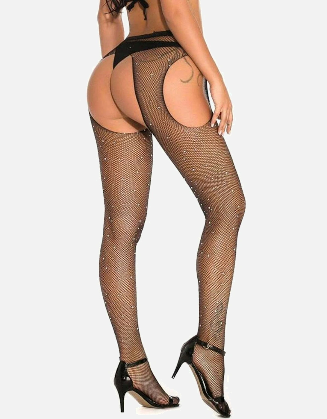 Fishnet hosiery crotchless Crotchless by Women - Black Tights