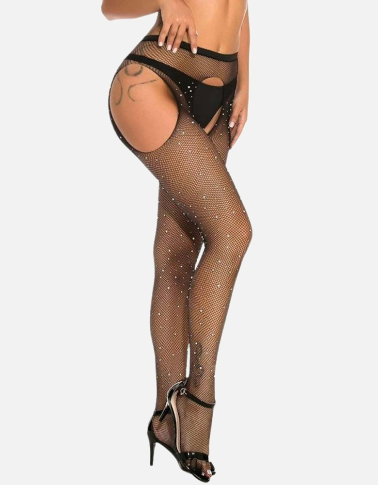 Fishnet hosiery crotchless Crotchless by Women - Black Tights
