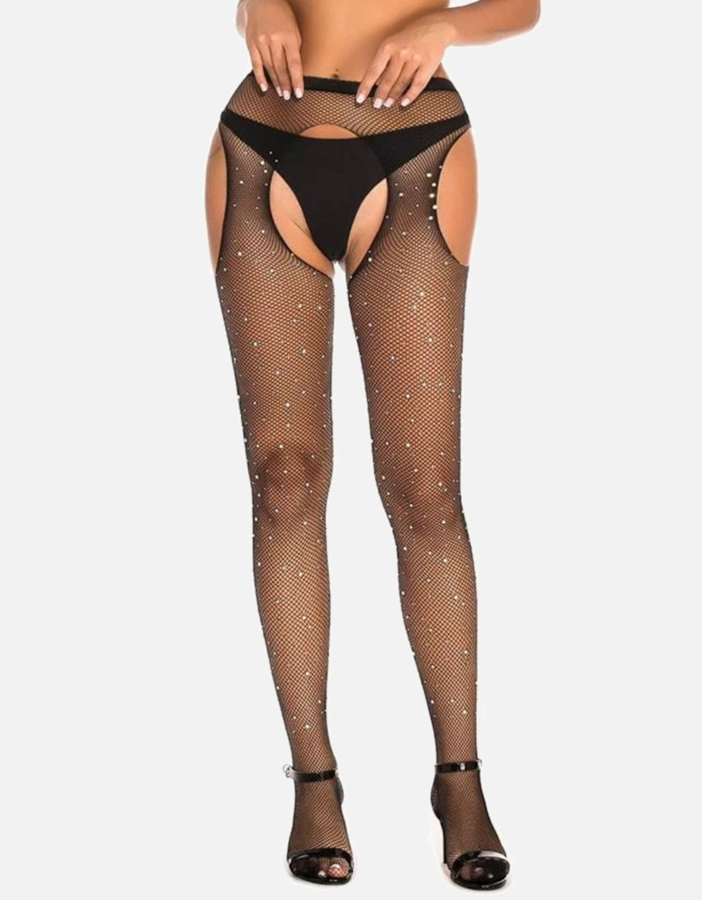 Fishnet hosiery crotchless Crotchless by Women - Black Tights