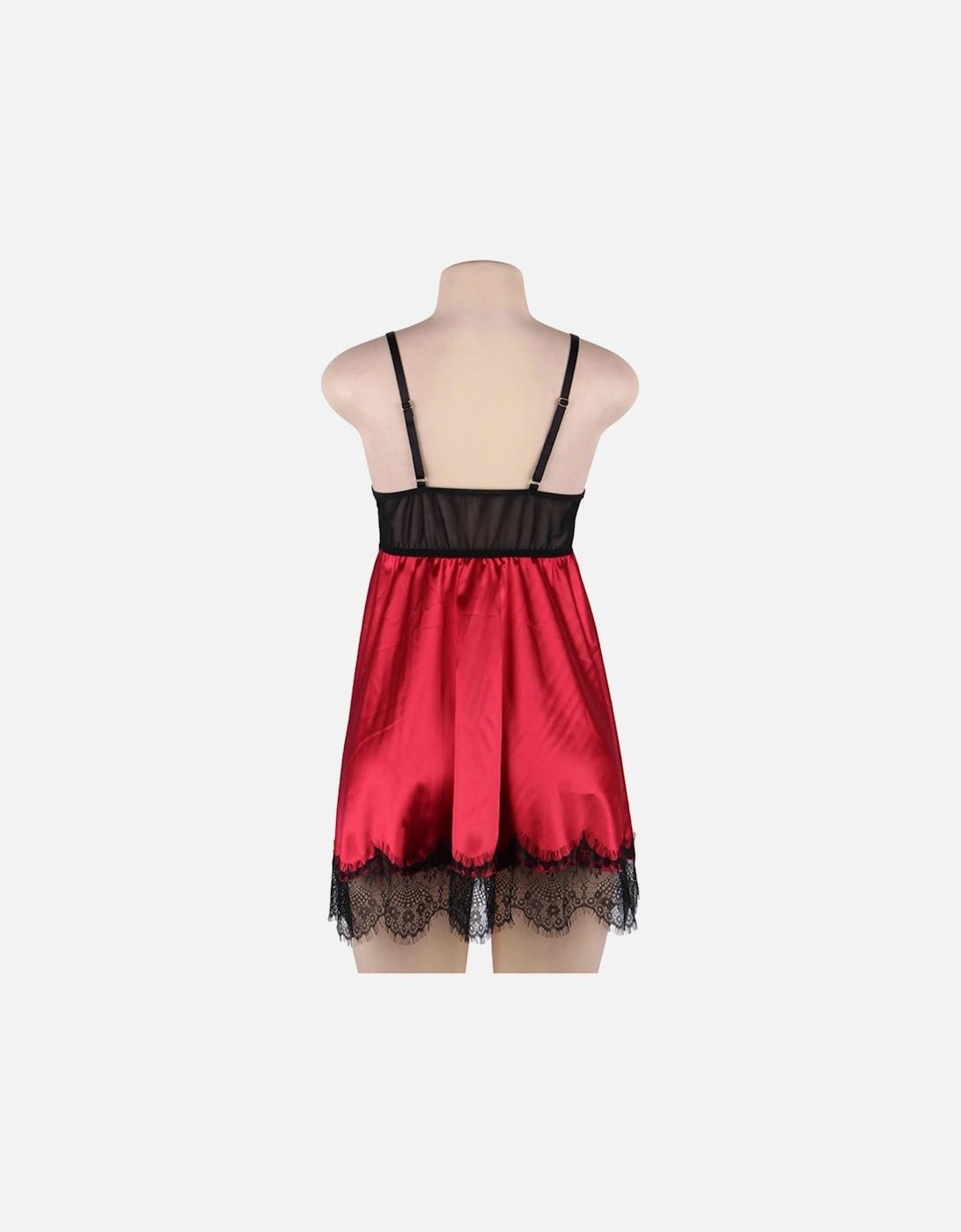 Romantic Babydoll Lace Satin by Women - Redblack