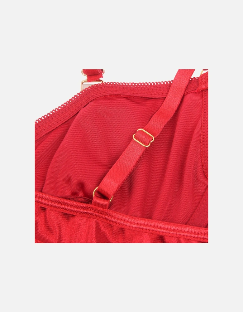 YX872Q Hollow Cut Halter Bra Set Up To 2XL Women - Red Lingerie Sets