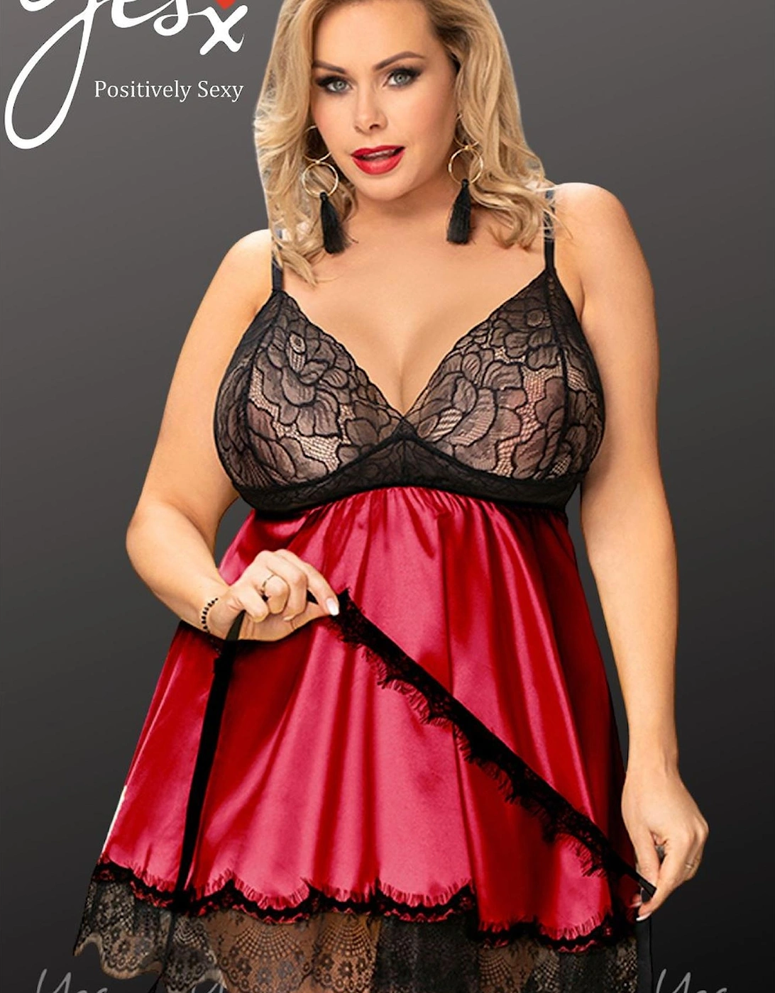 Romantic Babydoll Lace Satin by Women - Redblack, 9 of 8