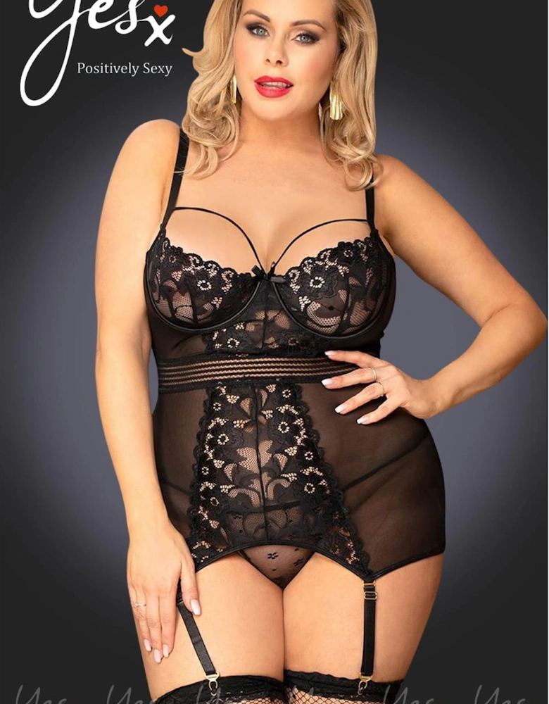 Luxury Bra Lace Satin by Women - Black Chemises