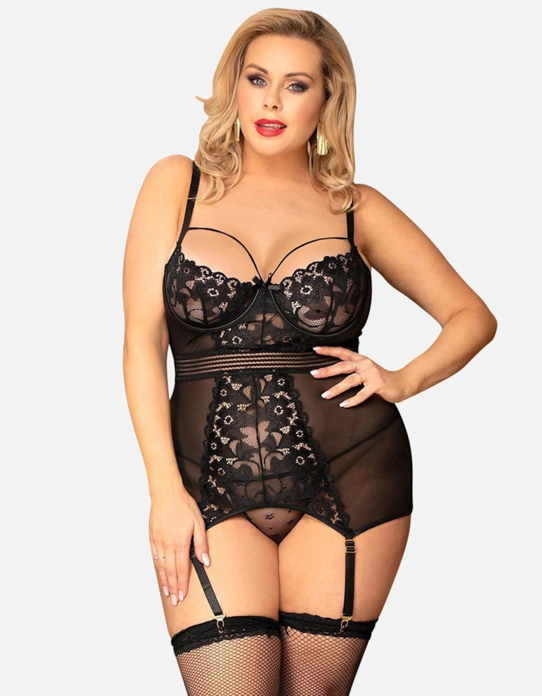 Luxury Bra Lace Satin by Women - Black Chemises