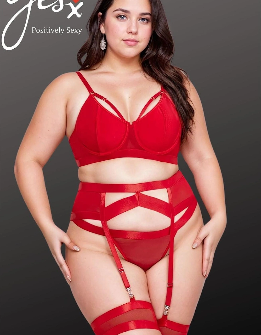 YX870Q Bondage Garter Bra Set Up To 2XL Women - Red Lingerie Sets
