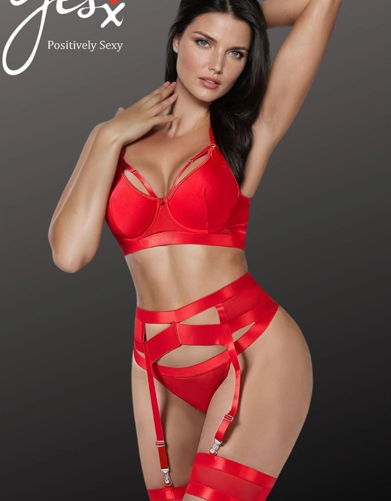 YX870 Bondage Garter Bra Set Women - Red Lingerie Sets