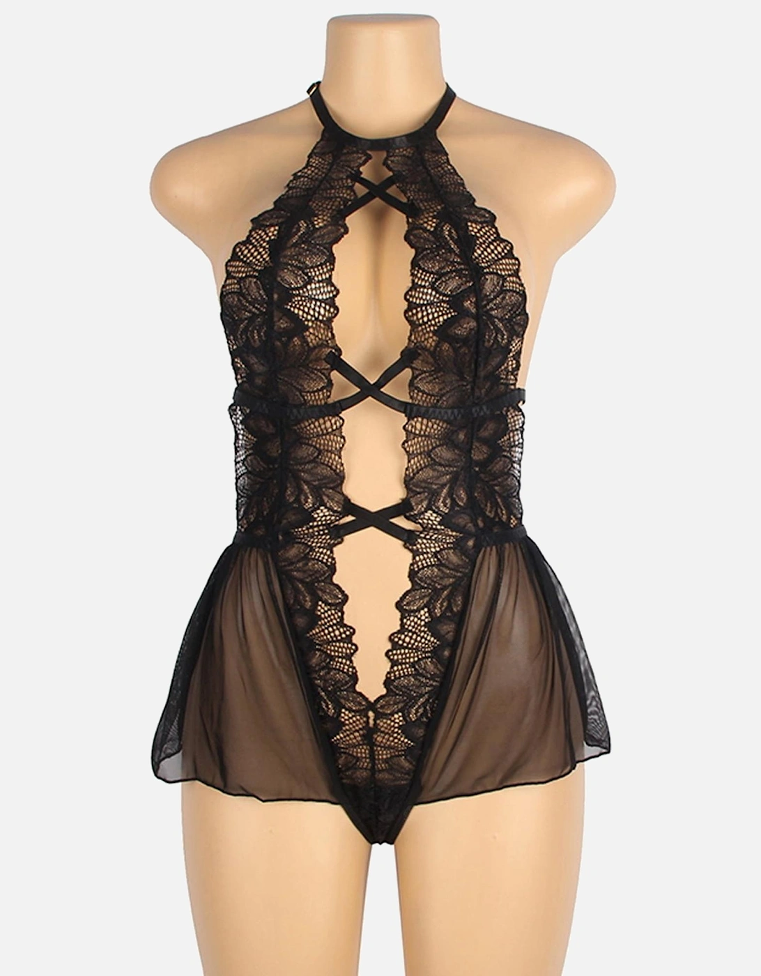 Seductive Teddy Halter Lace by Women - Black Teddies
