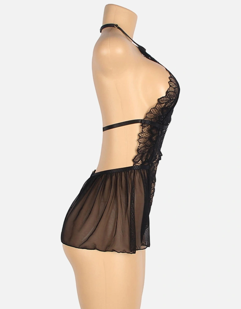 Seductive Teddy Halter Lace by Women - Black Teddies