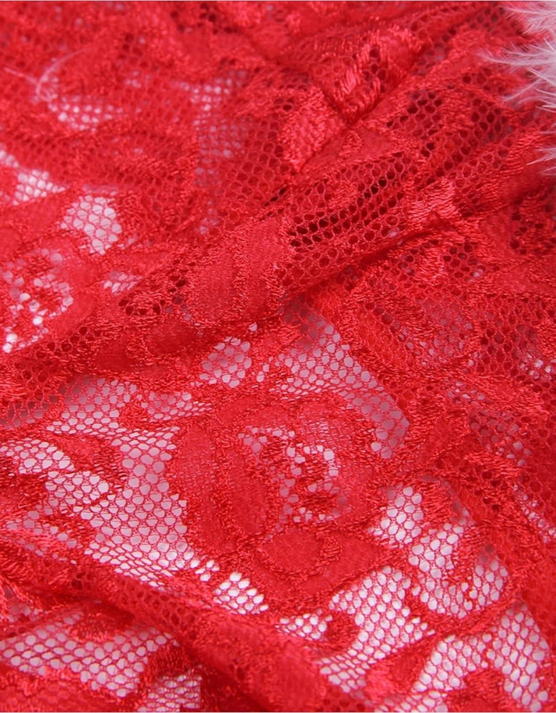 YX874Q Christmas Sexy Halter Neck Teddy Up To 4XL Women - Red