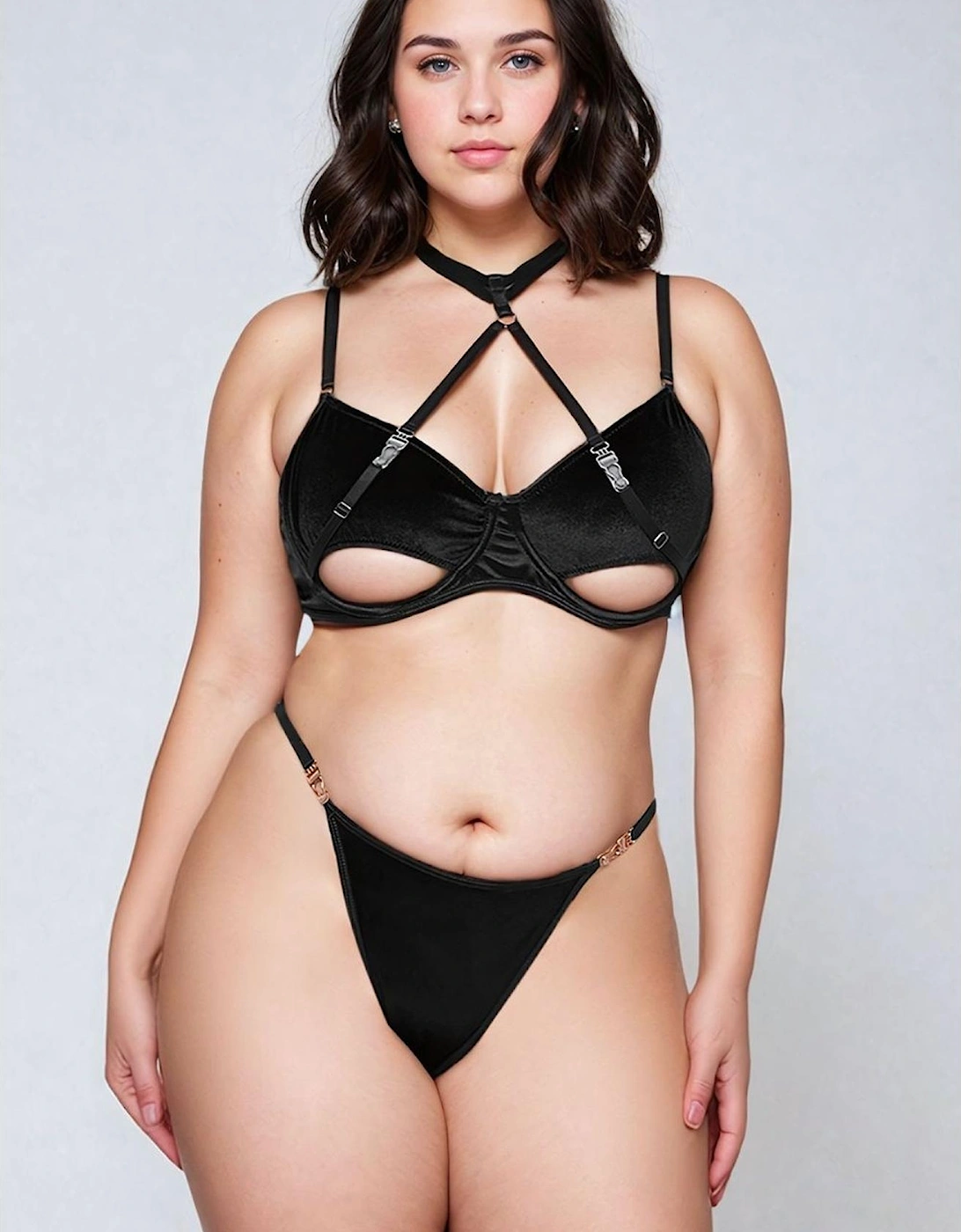YX871Q Hollow Cut Halter Bra Set Women - Black Lingerie Sets, 11 of 10