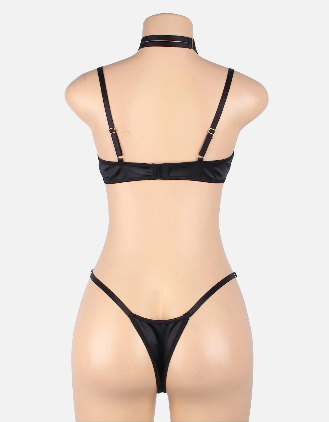 YX871Q Hollow Cut Halter Bra Set Women - Black Lingerie Sets