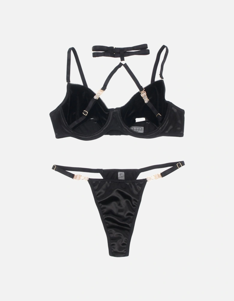 YX871Q Hollow Cut Halter Bra Set Women - Black Lingerie Sets