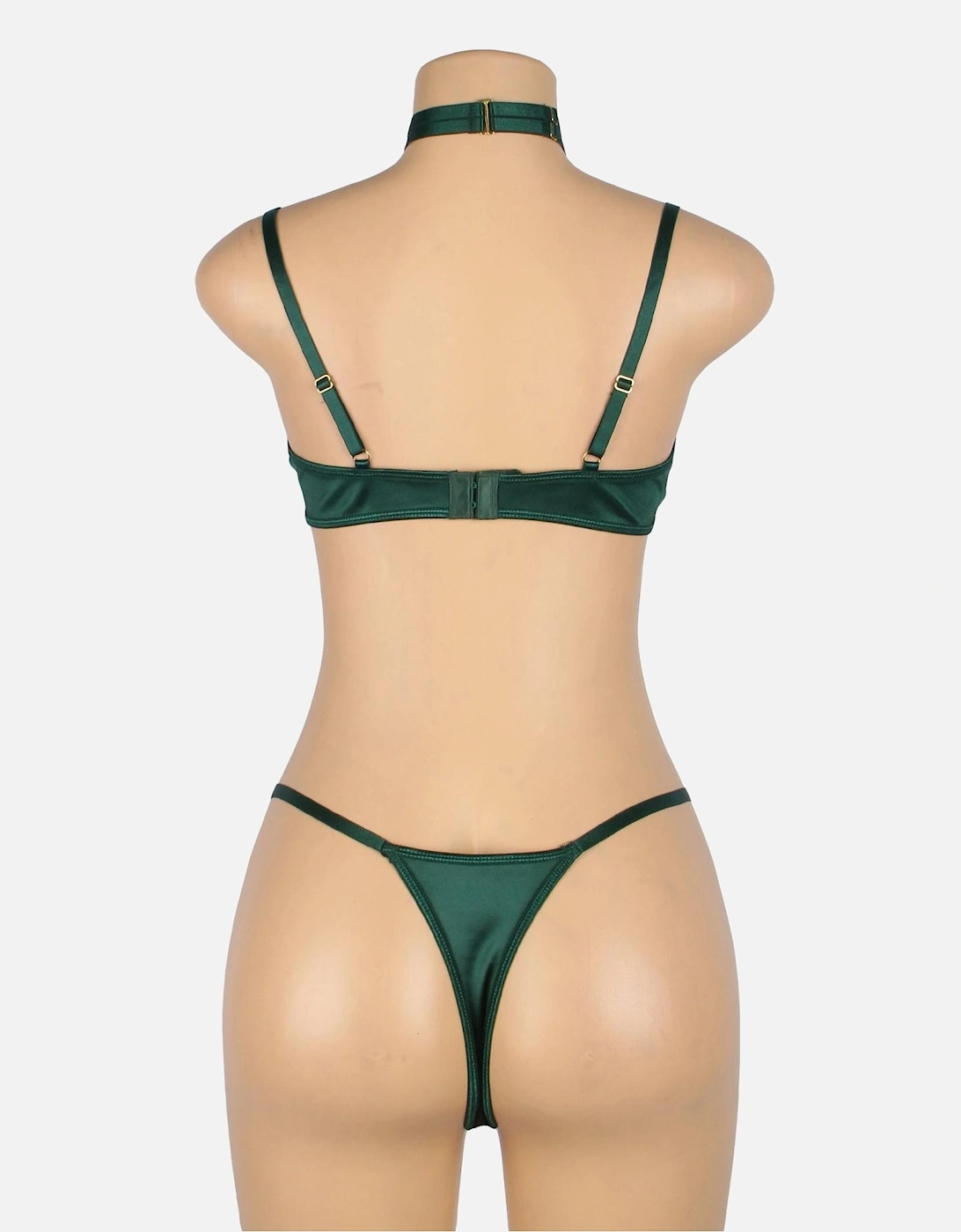 YX873 Hollow Cut Halter Bra Set Women - Green Lingerie Sets