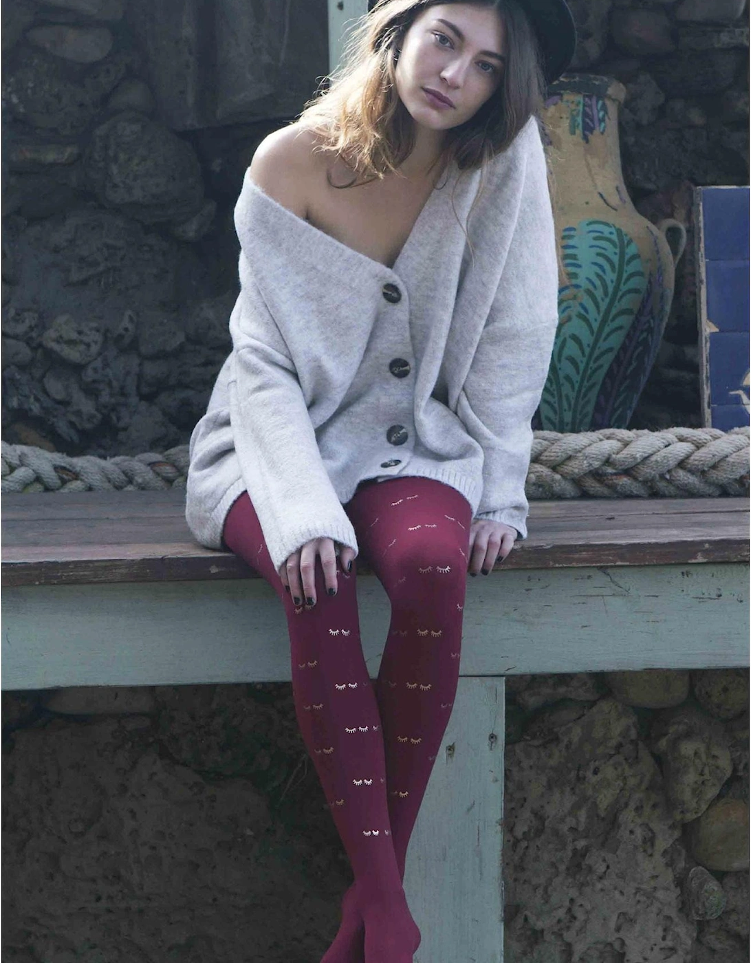 Hosiery by Women - Burgundygold Tights