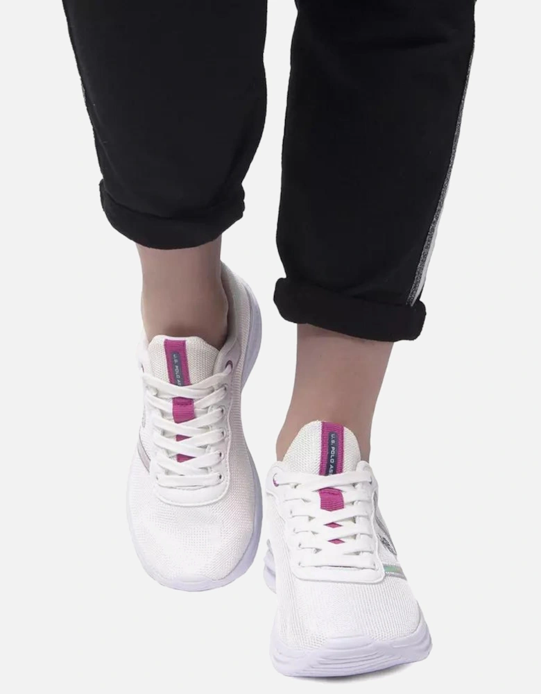 Contrasting Logo Sports Shoe with Laces Women - White Sneakers