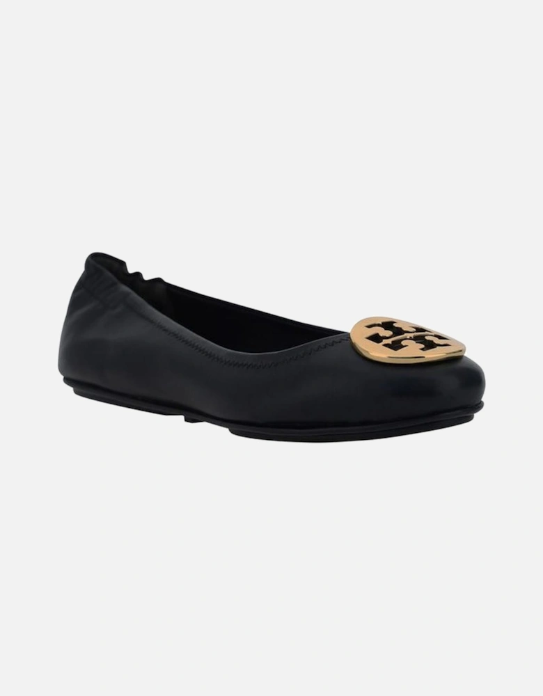 Calfskin Minni Ballerinas with Monogram Plaque Women - Black Flat