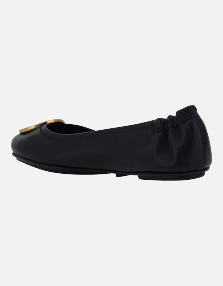 Calfskin Minni Ballerinas with Monogram Plaque Women - Black Flat