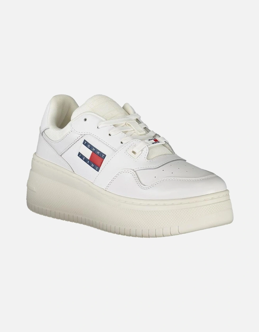 Bold High Sole Sports Shoes with Logo Print Women - White Sneakers