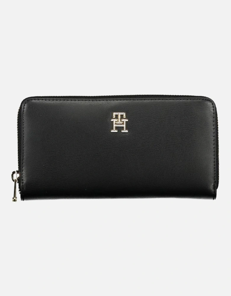 Elegant Polyethylene Wallet with Zip Closure Women - Black