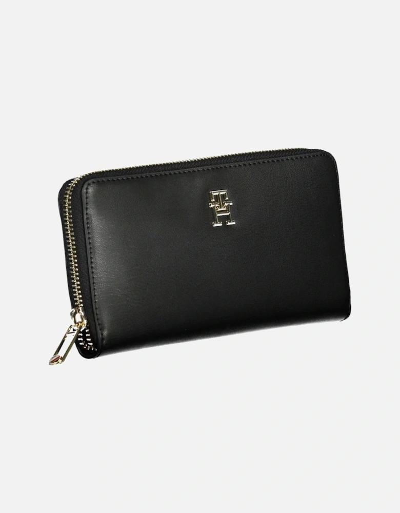Elegant Polyethylene Wallet with Zip Closure Women - Black