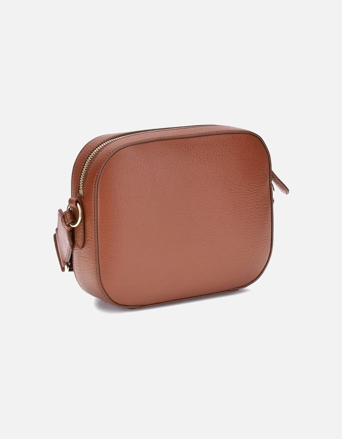 Faux Leather Shoulder Bag with Monogram Embellishment Women - Brown