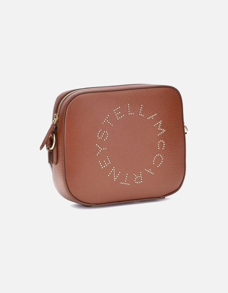 Faux Leather Shoulder Bag with Monogram Embellishment Women - Brown