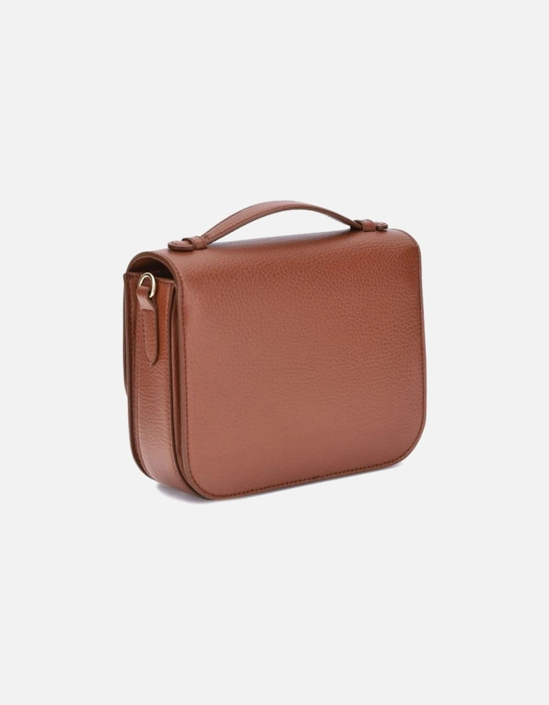 Faux Leather Shoulder Bag with Monogram and Compartments Women - Brown