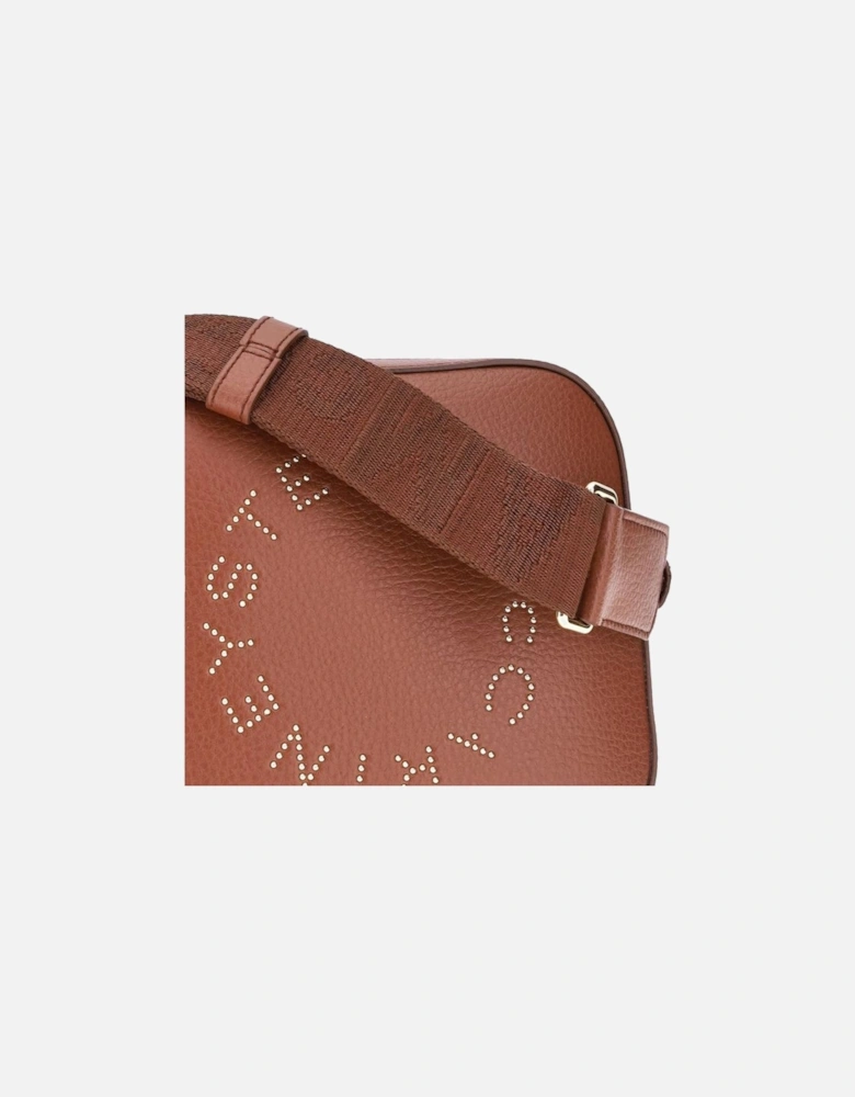 Faux Leather Shoulder Bag with Monogram Embellishment Women - Brown
